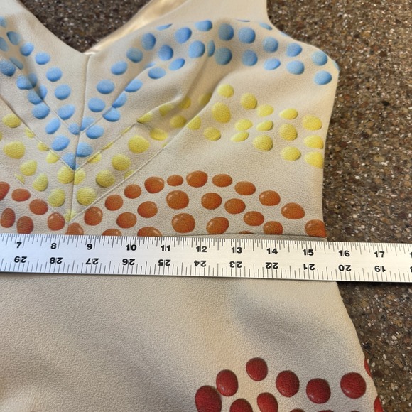 Eva Franco Dress Womens 10 Multicolor Polka Dot Fit & Flare V Neck Knee Length - Picture 10 of 11